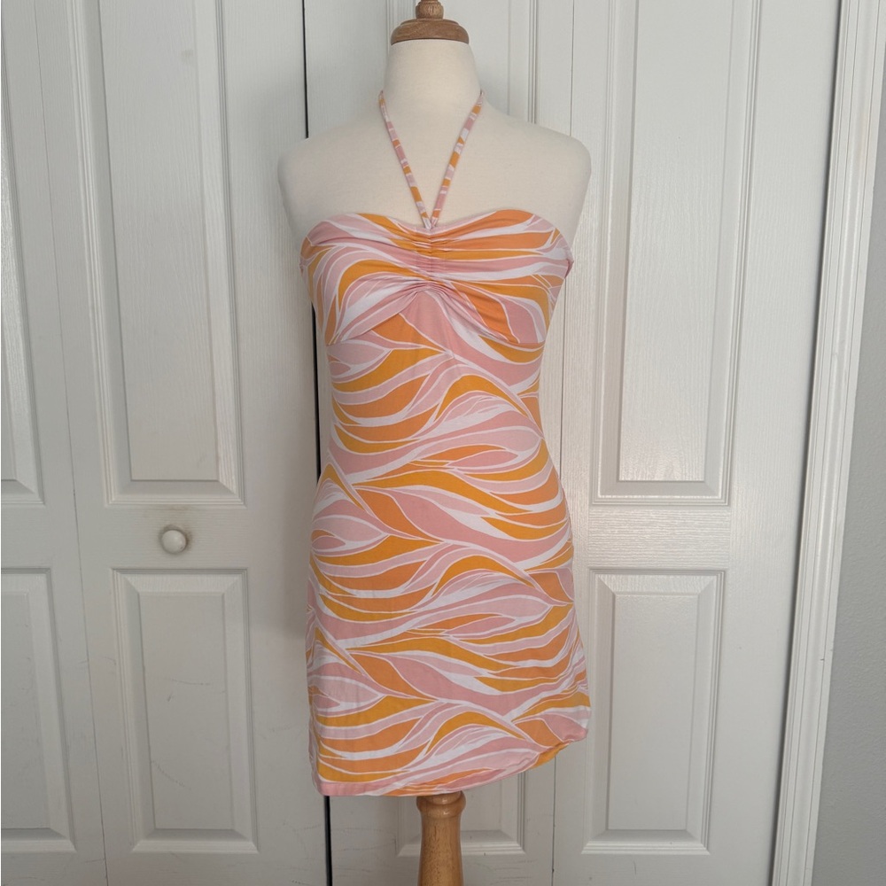 Hollister Retro Swirl Halter Mini Dress | Size Small